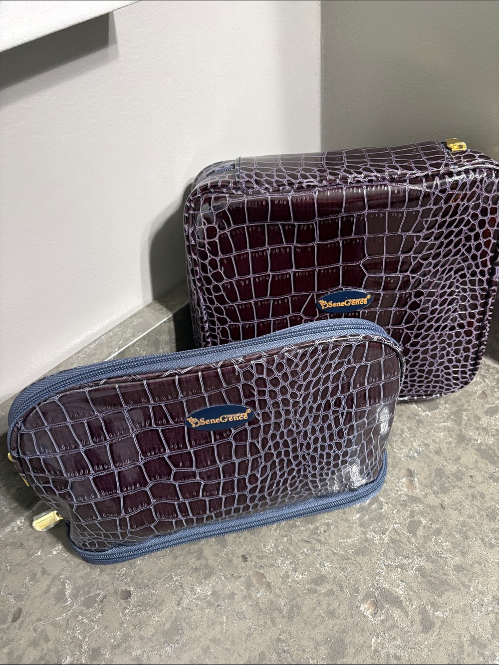 SeneGence 2 Piece Purple Croc Travel Organizer Set